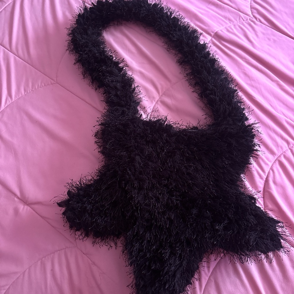SHEIN Black Fuzzy Crossbody Bag